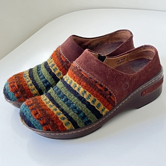 Born Kimmy Size 7 Wool Southwestern Serape Clogs Mules Shoes Brown Multicolor - Picture 2 of 14